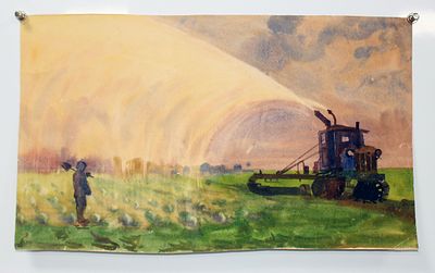 Картина Бузовкин А.А. "Трактор в поле". СССР, 1950-1960-е годы. 
Бумага, акварель. 
Александр 