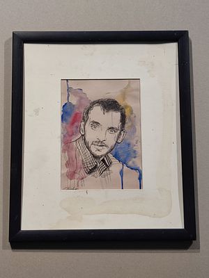 Портрет молодого человека. Бумага, смешанная техника. СССР, 80-90-е годы 20 века. Подпись 
