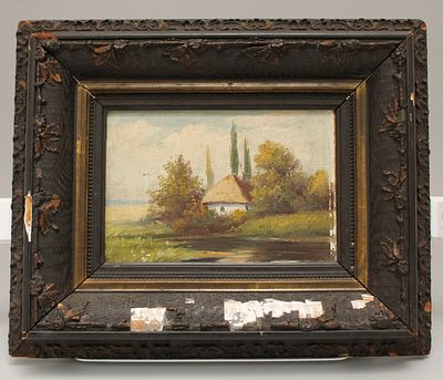 Картина Н.Х. "Пейзаж". Холст, масло. Россия, начало 20 века.