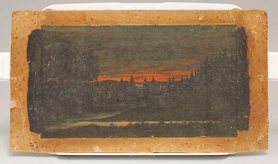 Н.Х. "Лес. Река. Ночь". Холст наклеенный на картон, масло. Россия, начало 20 века.