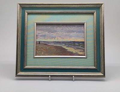 Комиссаров И.Е. &laquo;На берегу Финского залива. Паланга&raquo;. Картон, масло. СССР, 1957 год. 11,8*17,1 см.