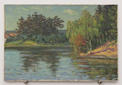 Картина Тальковский В.Г. "На берегу реки". СССР, 1950-1960-е годы. 
Картон, масло. 
Всеволод 