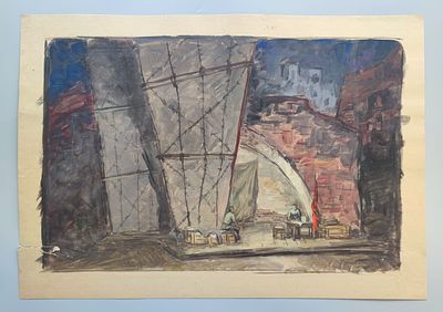Лагутин С.Я. Эскиз к театральной постановке. . СССР, 1960-1970-е годы. 
Бумага, смешанная техника.