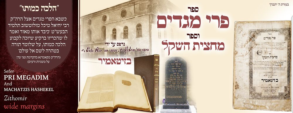 מספרי הפסק שנתקבלו בכלל ישראל - ספר פרי מגדים – וספר מחצית השקל – זיטאמיר תרכ"ג. שוליים רחבות! 