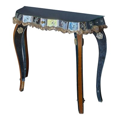 Consolle in vetro di Murano. Consolle veneziana in stile Luigi XV con struttura in legno 