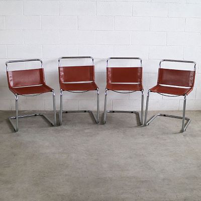 Set di quattro sedie oscillanti (cantilever) Stam&Breuer senza braccioli. La sedia 
