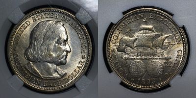 1/2 доллара 1893 США Колумбийская выставка DNC MS65. Данный лот вы можете осмотреть лично при 