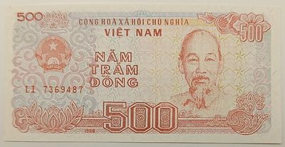 Вьетнам. 500 донг 1988. Бумага. Серия LI. Кат.# Pick-101