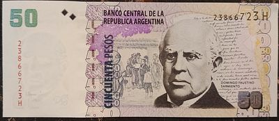 Аргентина. 50 песо 2011-13. Бумага. Серия H. Сохранность UNC. Кат.# Pick-356a.6