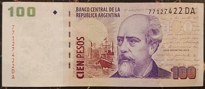 Аргентина. 100 песо 2011. Бумага. Серия DA. Кат.# Pick-357a.6