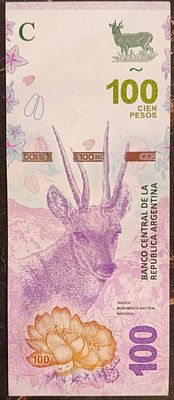 Аргентина. 100 песо 2018. Бумага. Серия А. Сохранность UNC. Кат.# Pick-363Аа