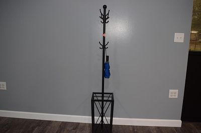 Contemporary Freestanding Black Metal Coat Rack. wi