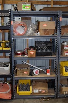 Four-Tier Grey Metal Industrial Shelving Unit. with