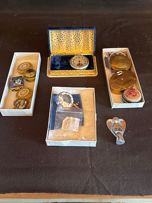 An Assortment of Vintage Items Including a Waltham Pocket Watch and Decorative Boxes. This lot 