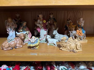 A Set of Hand-Painted Nativity Figurines. This collection of nativity figurines is attributed to 