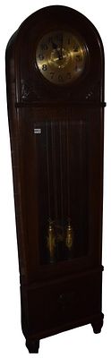 German Art Deco Style Stained Oak Longcase Clock, circa 1920s. This German longcase clock 