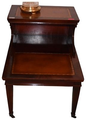 Mid-Century Regency Revival Two-Tier Step End Table Attributed to Mersman. This mid-20th century 