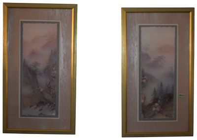 A Pair of Japanese Nihonga Style Landscape Watercolors. This lot consists of a pair of 
