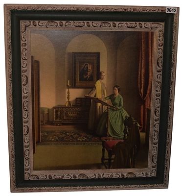 Leonard Campbell Taylor (British, 1874-1969), The Sampler. This oil on canvas depicts a 