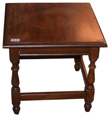 Colonial Revival Style Stained Hardwood Side Table. This side table is constructed from solid 