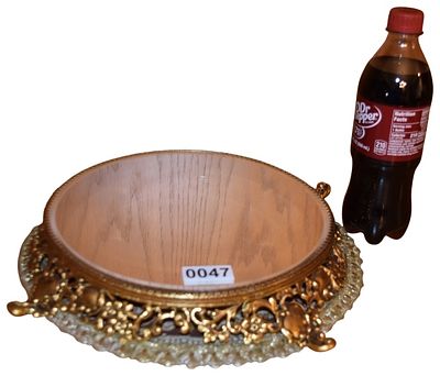 Rococo Revival Style Brass Plated Filigree Mirrored Plateau Centerpiece. A circular mirrored 