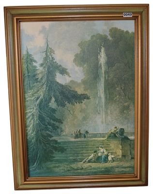After Hubert Robert, The Water Jet, Oil on Canvas. This oil on canvas painting is a decorative 