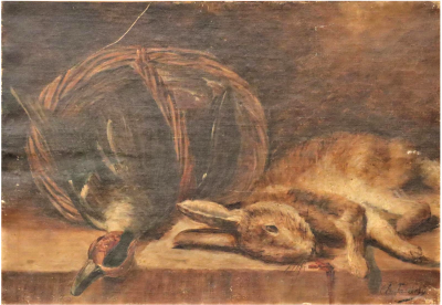 Натюрморт с уткой и зайцем. Nature morte au li&egrave;vre et au canard. Материал Холст, масло 
