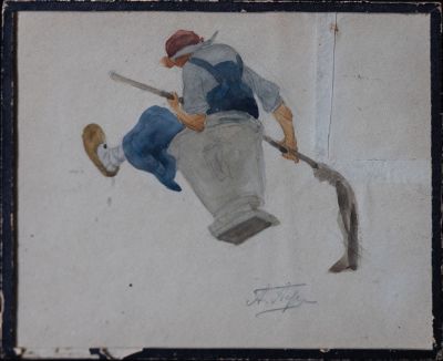 Афанасьев Алексей Федорович - &laquo;Баба-яга&raquo;. Техника: бумага, акварель 
Размеры: 18.7 х 15 см. 
Место 