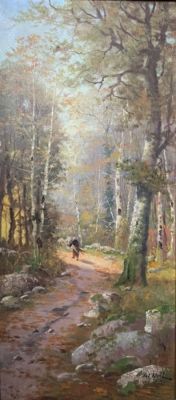 Автор NOEL POL (XIX-XX века) - "Сборщик хвороста". Материал Холст, масло 
Размеры: 65 x 30 cм 
Поль 