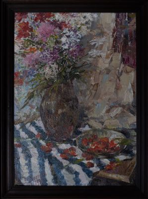 Дорохин Владимир - &laquo;Натюрморт с ягодами&raquo;. Техника: холст, масло 
Размер без рамы: 70 х 50 см. 