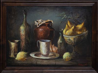 Разумов Б.С. - &laquo;Натюрморт с грушами&raquo;. Техника: холст, масло 
Размер без рамы: 50 х 70 см. 
Место 