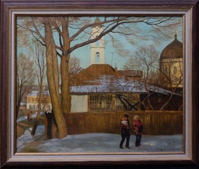 Хопкин Александр Николаевич (1945-2018) - "Скоро весна". Холст, масло. Размер холста 60х73 см. 