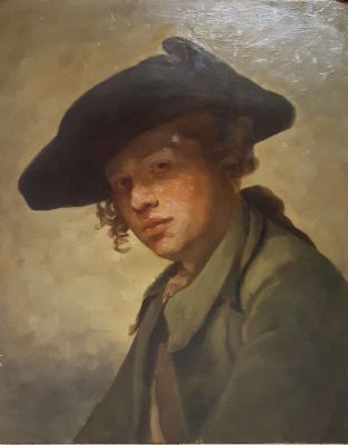 Копия картины Жан-Батист Грез (1725 - 1805 гг) - “Портрет молодого человека в шляпе”. Холст, масло 
