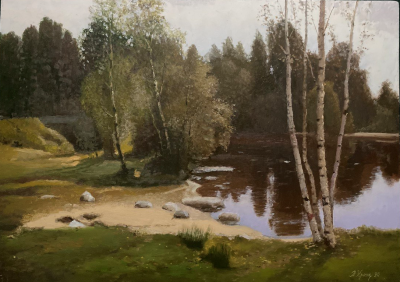 Кранц Владимир Павлович (1913 г. Моздок – 2003 г. Санкт-Петербург) - &laquo;Лето в парке&raquo;. Техника: 