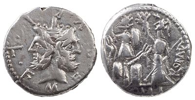 The Roman Republic M. Furius L.f. Philus, 120 BC. AR Denarius 3.84 g. Rome. M•FOVRI•L•F 