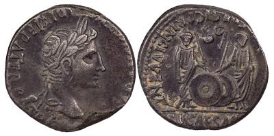 The Roman EmpireAugustus, 27 BC-AD 14. AR Denarius 2.78 g. Lugdunum, 2 BC-AD 4. CAESAR AVGVSTVS 