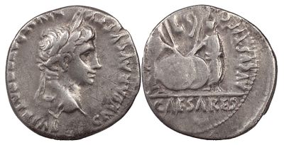 The Roman EmpireAugustus, 27 BC-AD 14. AR Denarius 3.79 g. Lugdunum, 2 BC-AD 4. CAESAR AVGVSTVS 