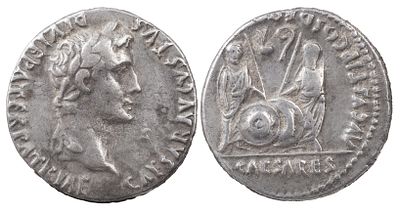 The Roman EmpireAugustus, 27 BC-AD 14. AR Denarius 3.85 g. Lugdunum, 2 BC-AD 4. CAESAR AVGVSTVS 
