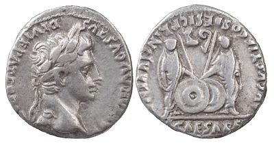 The Roman EmpireAugustus, 27 BC-AD 14. AR Denarius 3.73 g. Lugdunum, 2 BC-AD 4. CAESAR AVGVSTVS 