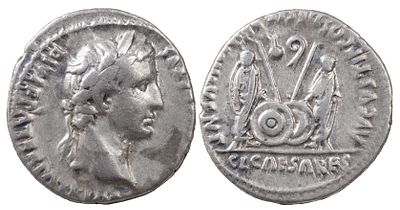 The Roman EmpireAugustus, 27 BC-AD 14. AR Denarius 3.73 g. Lugdunum, 2 BC-AD 4. CAESAR AVGVSTVS 