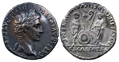 The Roman EmpireAugustus, 27 BC-AD 14. AR Denarius 3.66 g. Lugdunum, 2 BC-AD 4. CAESAR AVGVSTVS 