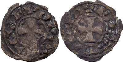 Portugal D. Sancho I (1185-1211) Dinheiro of stars Billon Obverse Legend: PORTVGAL Reverse 
