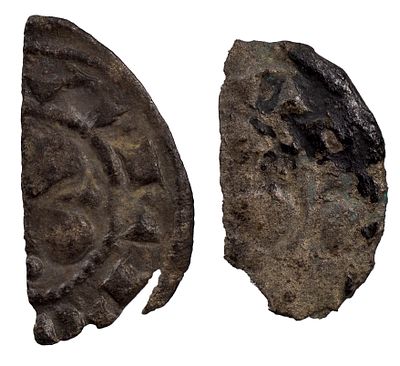 PortugalD. Sancho I (1185-1211)Lot of 2 halfs of Dinheiros (mealhas) of stars BillonVF to XF