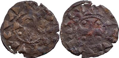 Portugal D. Afonso II (1211-1223) Dinheiro almond shield Billon Obverse Legend: PORTVGA Reverse 