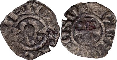 Portugal D. Afonso II (1211-1223) Dinheiro almond shield Billon Obverse Legend: PORTVGALIE 