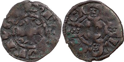 PortugalD. Dinis I (1279-1325)Dinheiro BillonAG: 06.03 0.74 g RAREGood VF