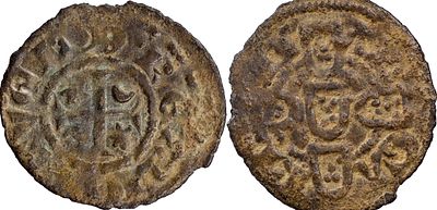 PortugalD. Dinis I (1279-1325)Dinheiro BillonTorn&ecirc;s lettersrAG: 04.58 0.59 g RAREGood VF