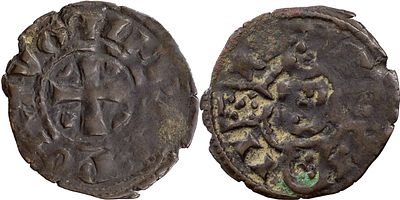 PortugalD. Afonso IV (1325-1357)Dinheiro BillonObverse Legend: ALF R€X . PORTVGReverse Legend: 