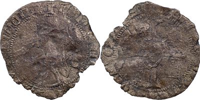 Portugal D. Fernando I (1367-1383) Barbuda Porto P Silver AG: 39.01 2.56 g RARE FAIR