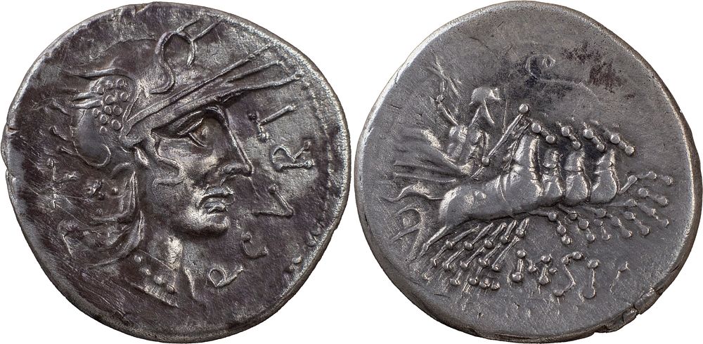 The Roman Republic
Q. Curtius, 116-115 BC. AR Denarius 3.84 g. with M. Silanus, Rome. Q•CVRT 